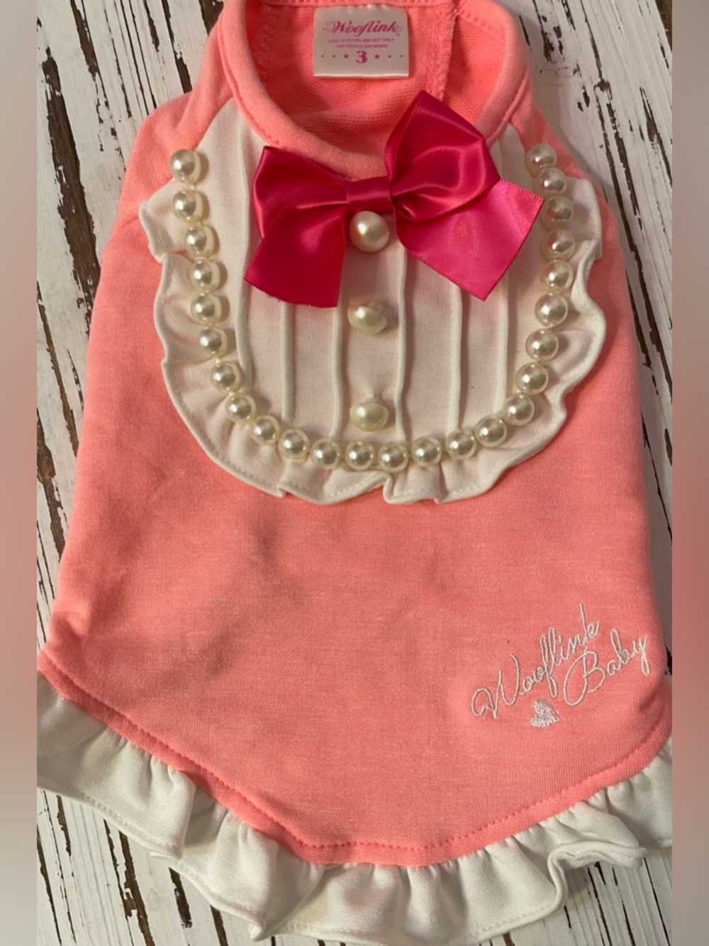 Coral Pearl-Trim Pet Dress
Size 3